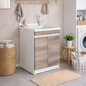Mobile Lavatoio ZARA 60x60 Bianco | Olmo Naturale